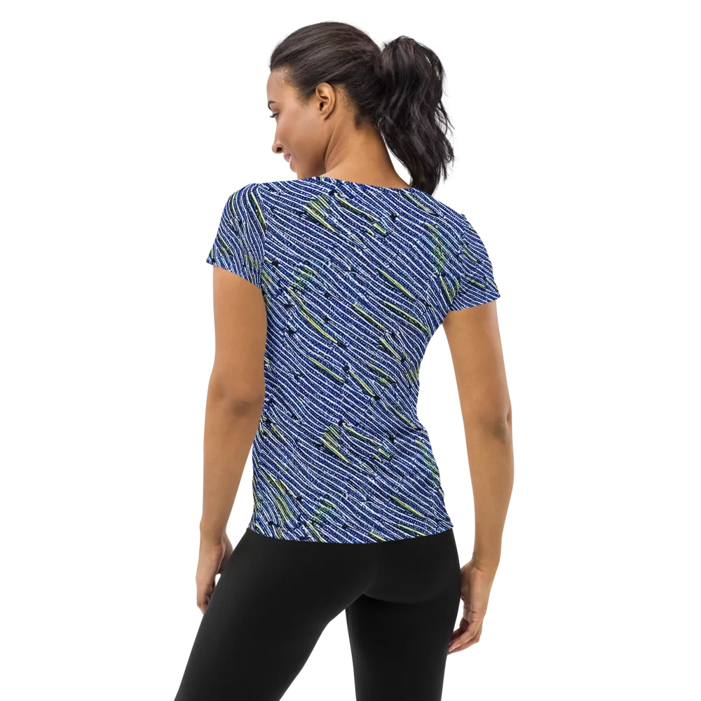 Indigo Current on Women's Athletic T-Shirt — Back