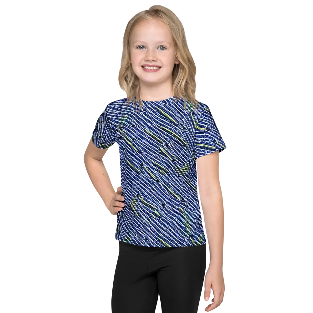 Indigo Current on Kids Crew Neck T-Shirt — Front