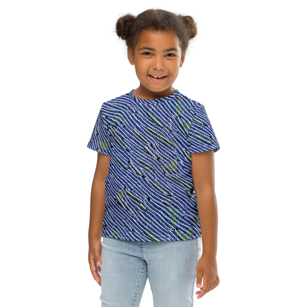 Indigo Current on Kids Crew Neck T-Shirt — Front