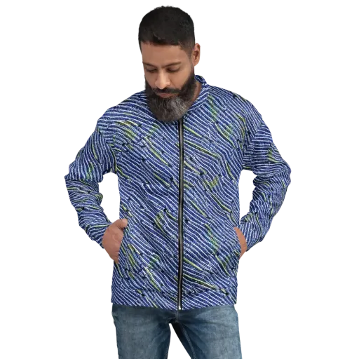 Indigo Current on a Bomber Jacket