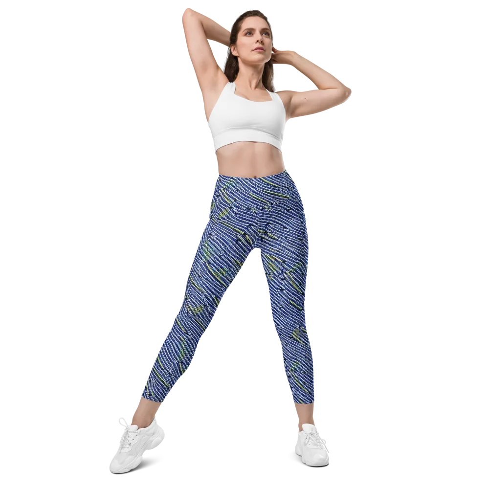 Indigo Current on Leggings with Pockets — Front