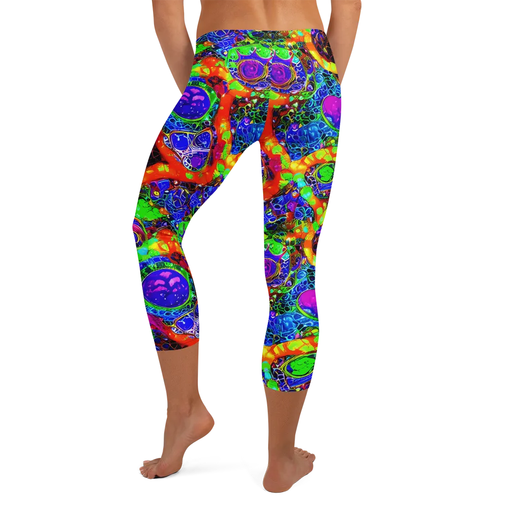 Vivid Labyrinth on Capri Leggings — Back
