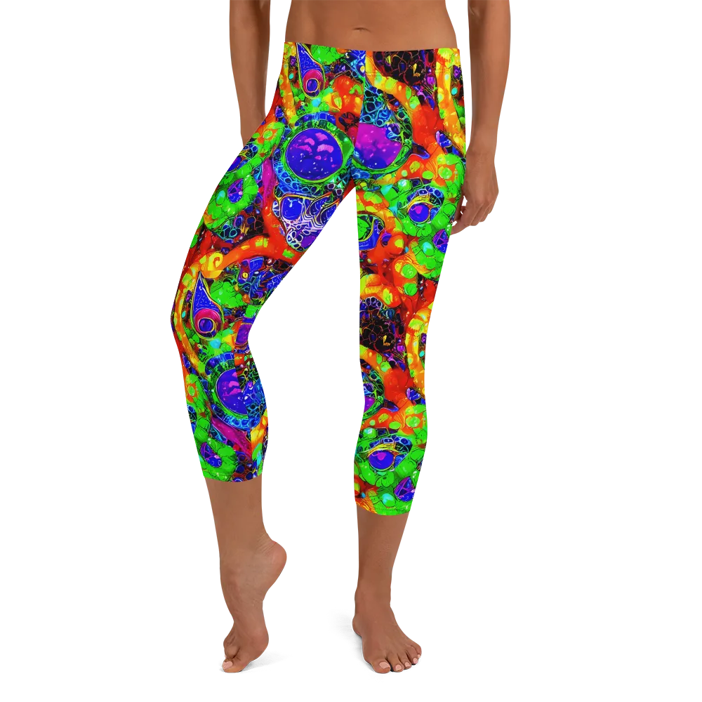 Vivid Labyrinth on Capri Leggings — Front
