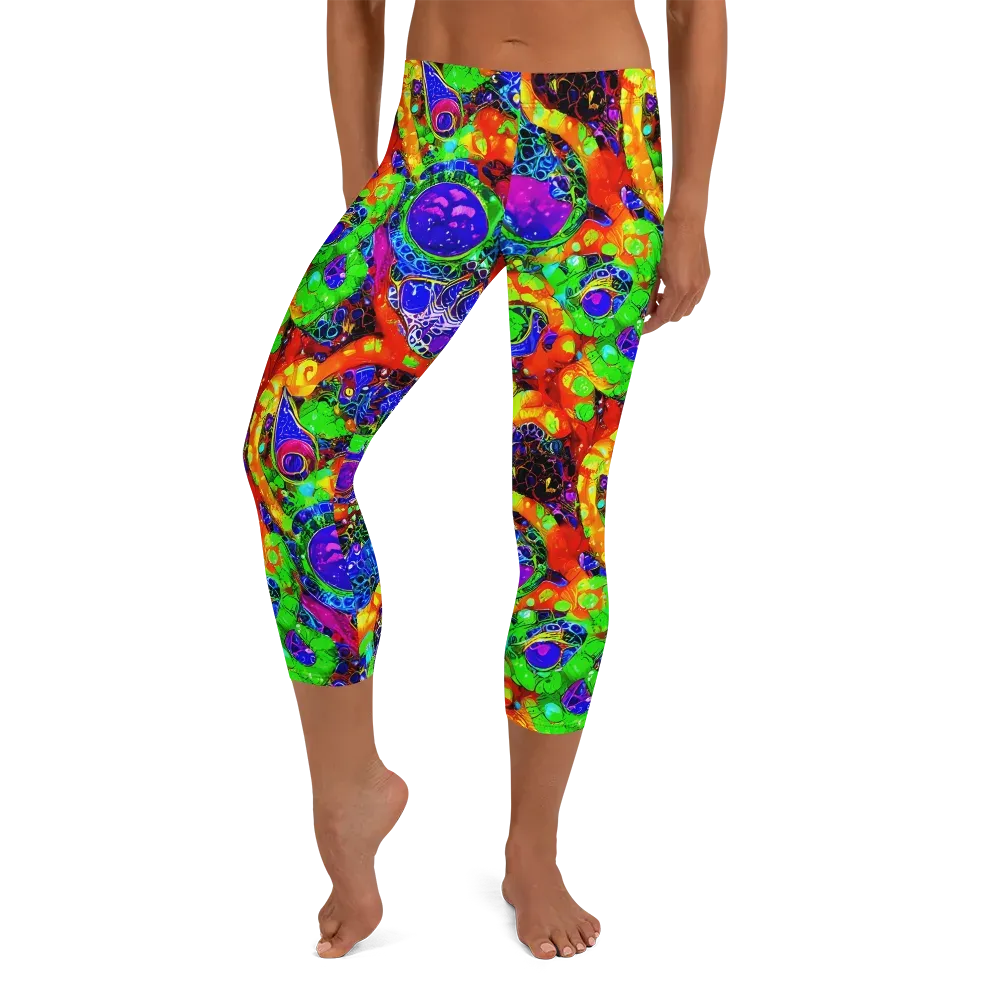 Vivid Labyrinth on Capri Leggings — Front
