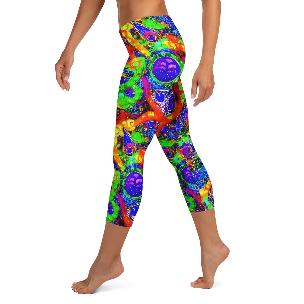 Vivid Labyrinth on Capri Leggings — Left