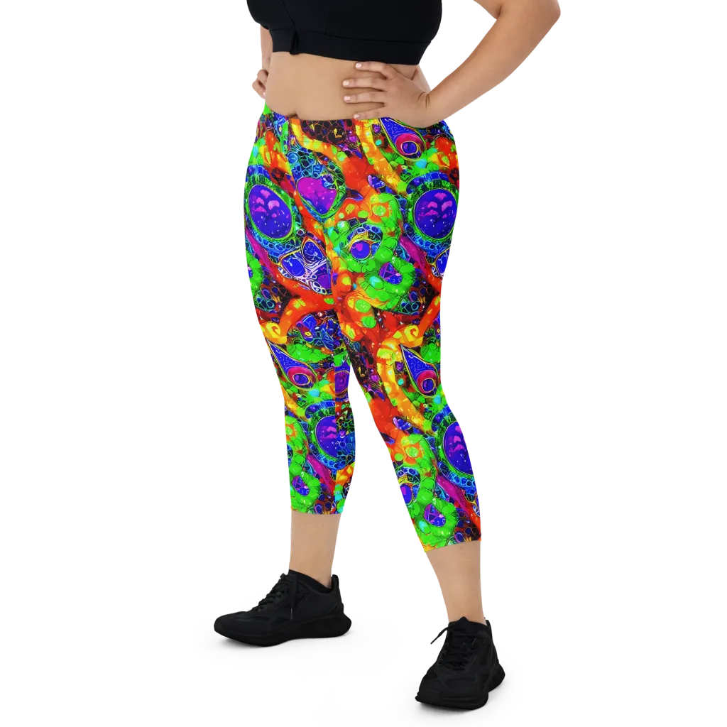 Vivid Labyrinth on Capri Leggings — Front