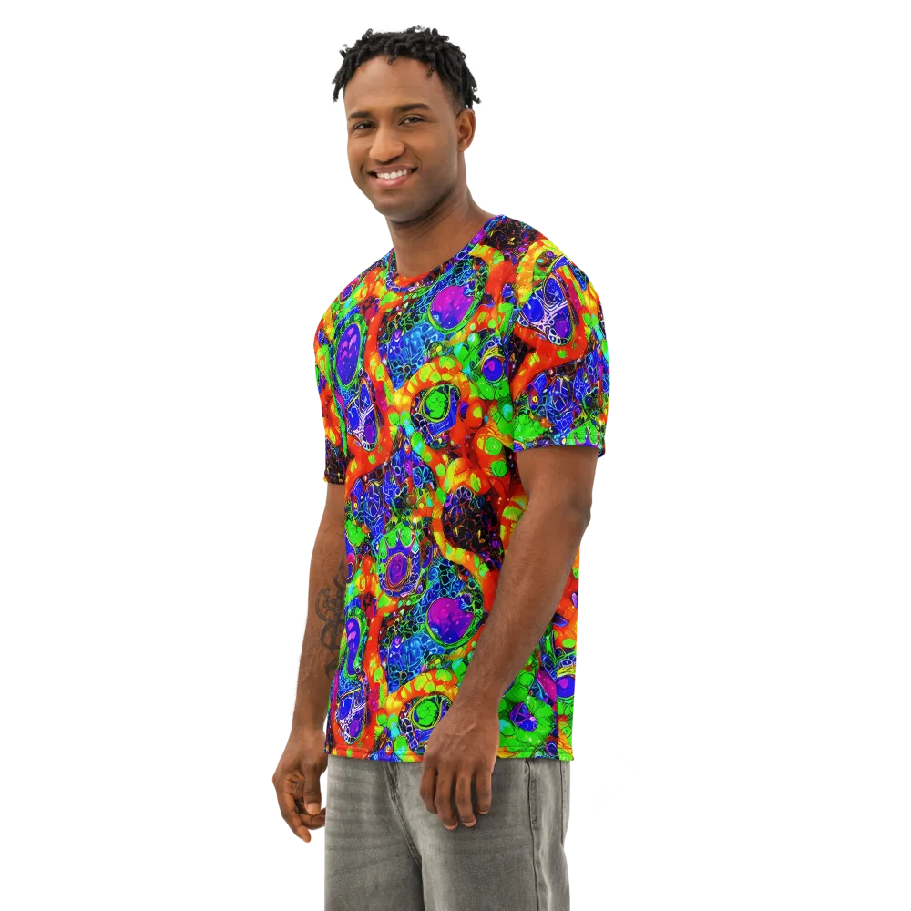 Vivid Labyrinth on Men's Cotton Crew Neck T-Shirt — Left Front
