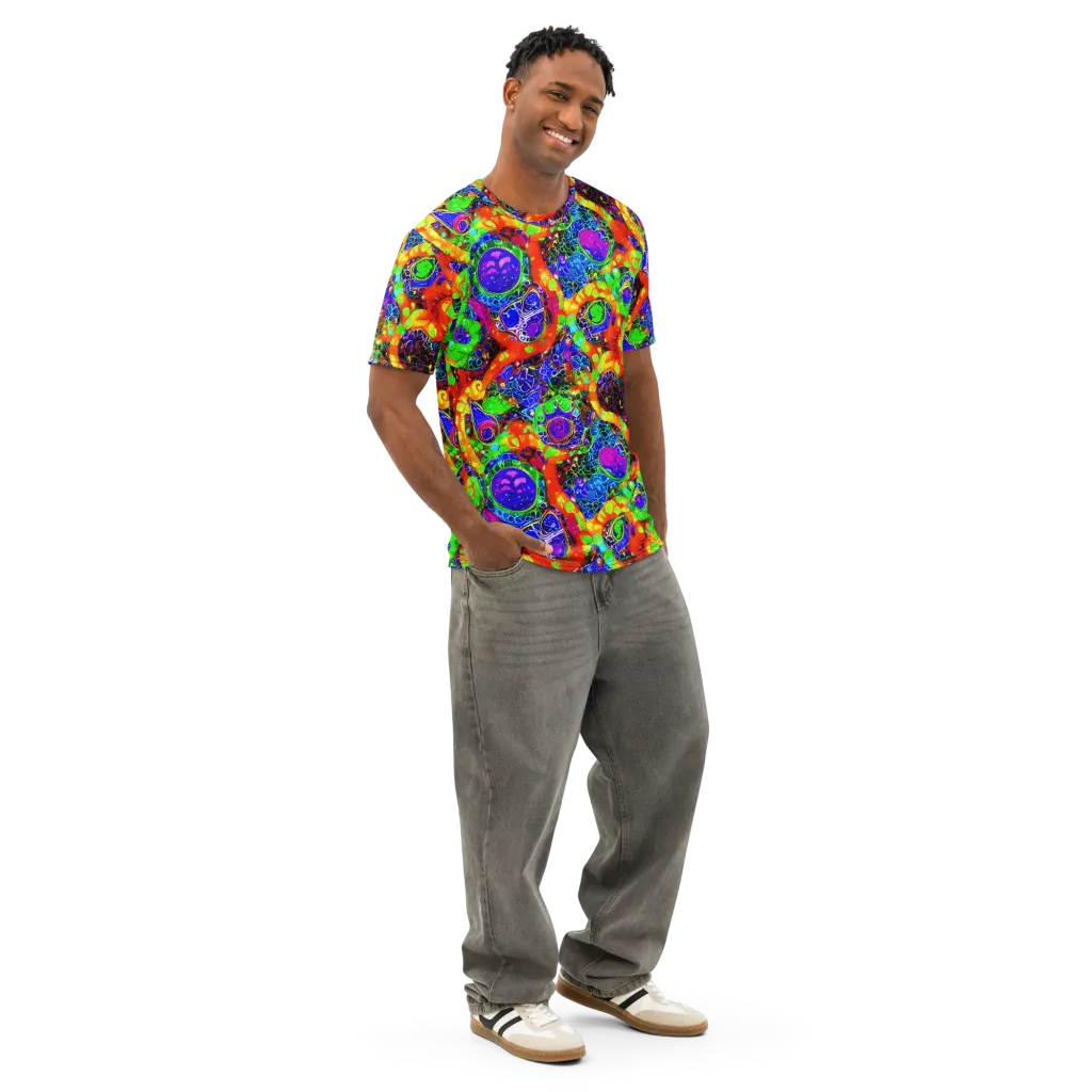 Vivid Labyrinth on Men's Cotton Crew Neck T-Shirt — Right Front