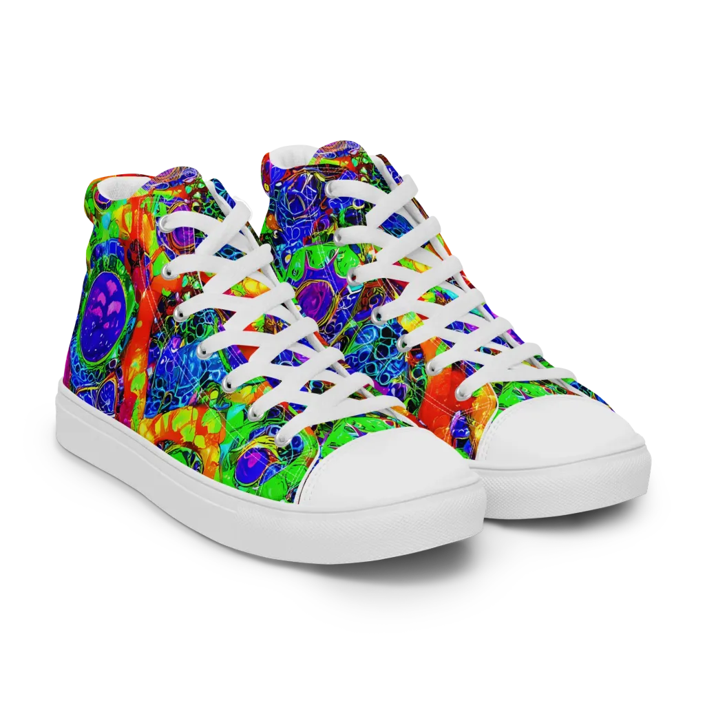 Vivid Labyrinth on Men's High Top Canvas Shoes — Right Front