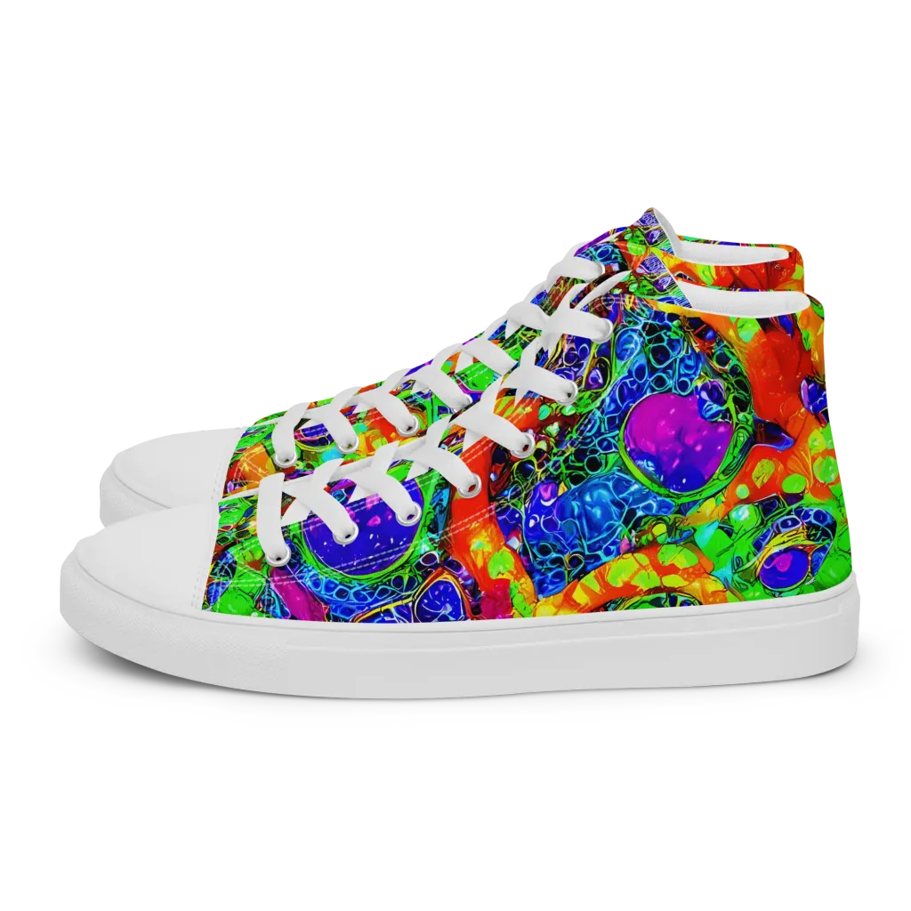 Vivid Labyrinth on Men's High Top Canvas Shoes — Left