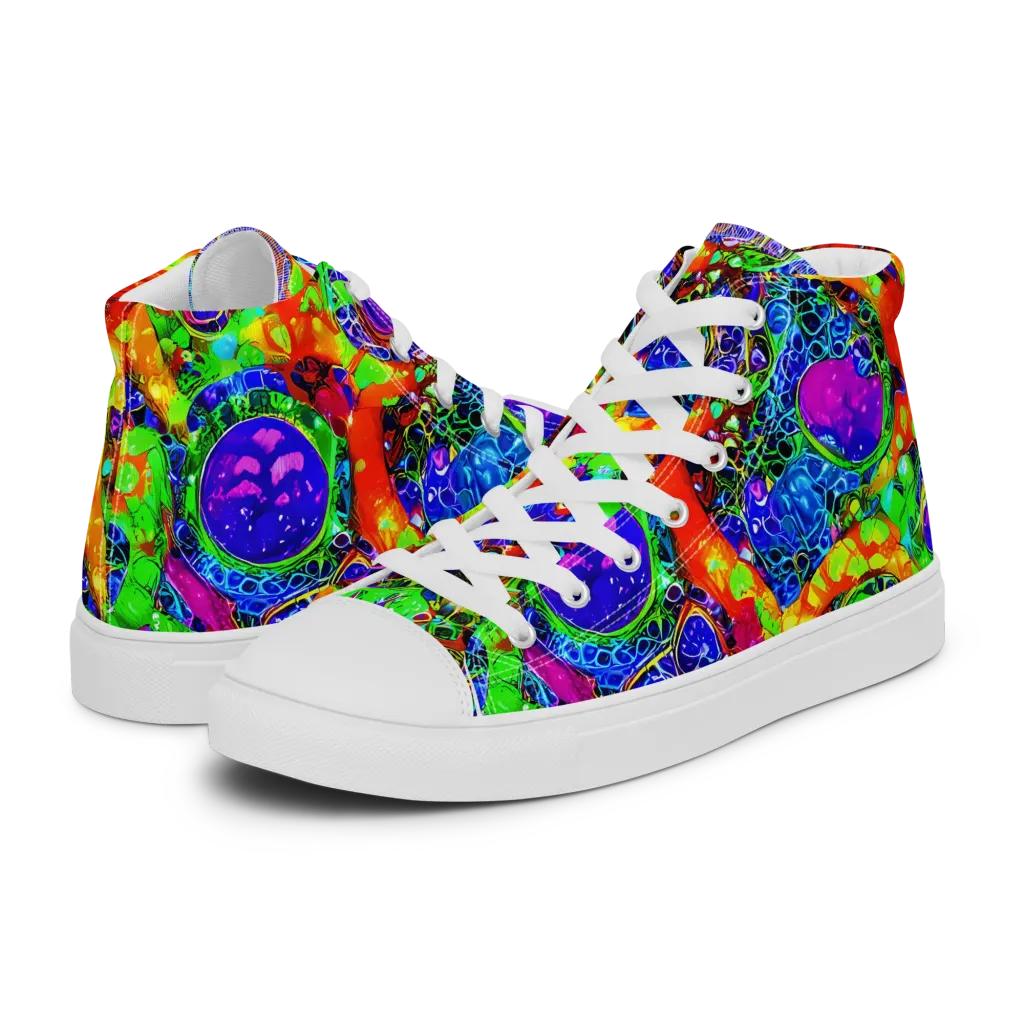 Vivid Labyrinth on Men's High Top Canvas Shoes — Left