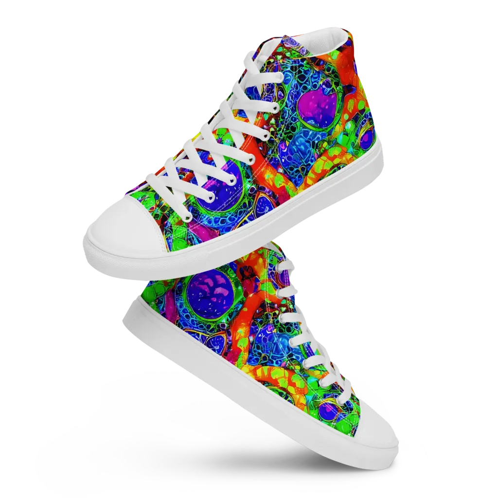 Vivid Labyrinth on Men's High Top Canvas Shoes — Front