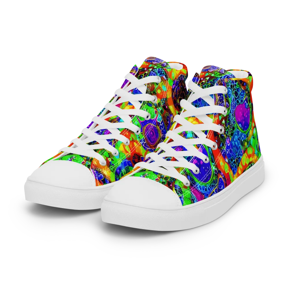 Vivid Labyrinth on Women's High Top Canvas Shoes — Left Front