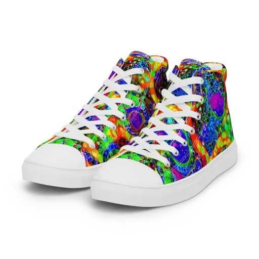 Vivid Labyrinth on a Women's High Top Canvas Shoes