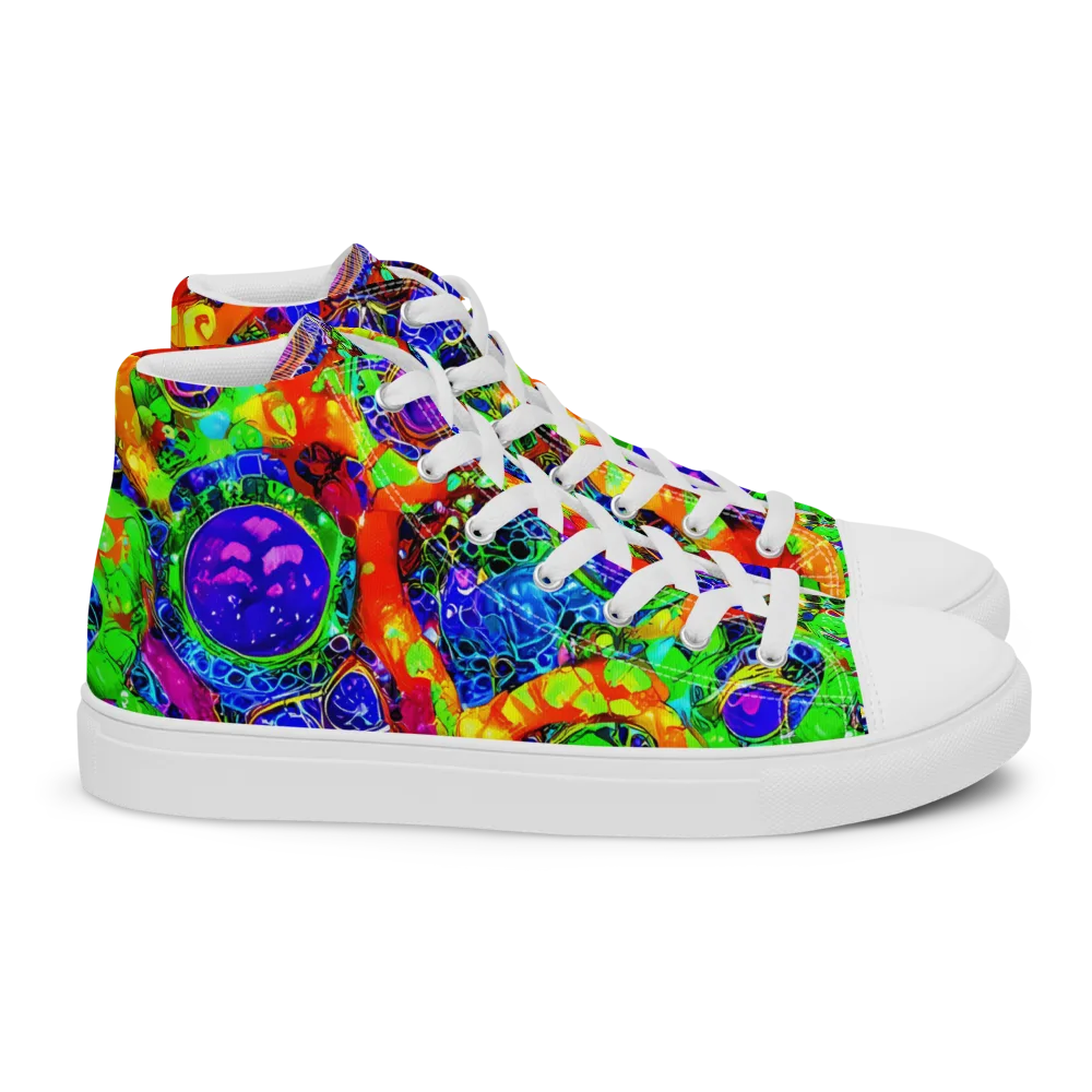 Vivid Labyrinth on Women's High Top Canvas Shoes — Right