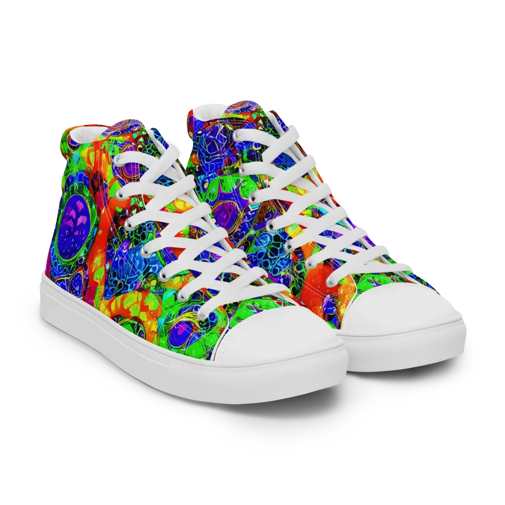 Vivid Labyrinth on Women's High Top Canvas Shoes — Right Front