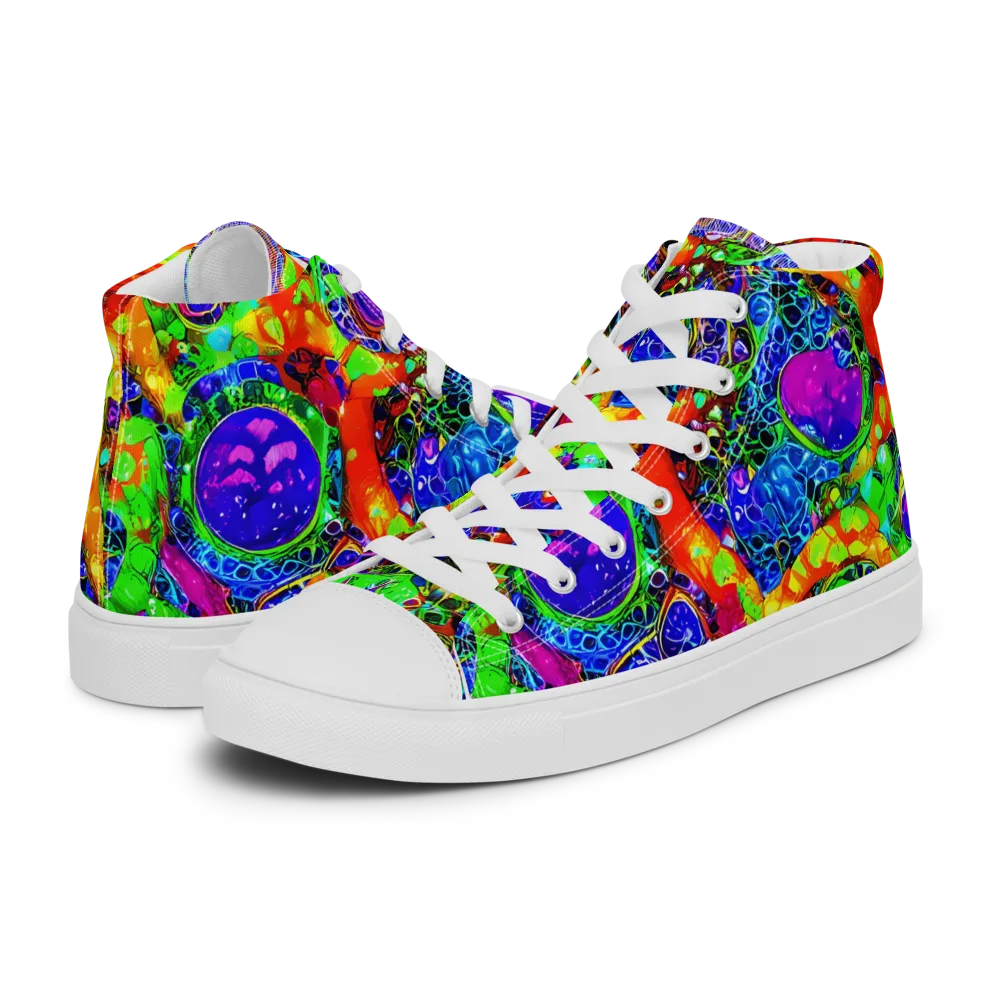 Vivid Labyrinth on Women's High Top Canvas Shoes — Left