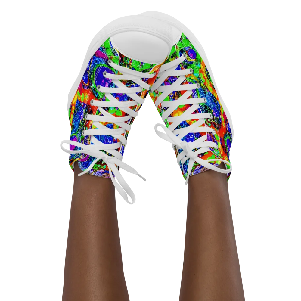 Vivid Labyrinth on Women's High Top Canvas Shoes — Front