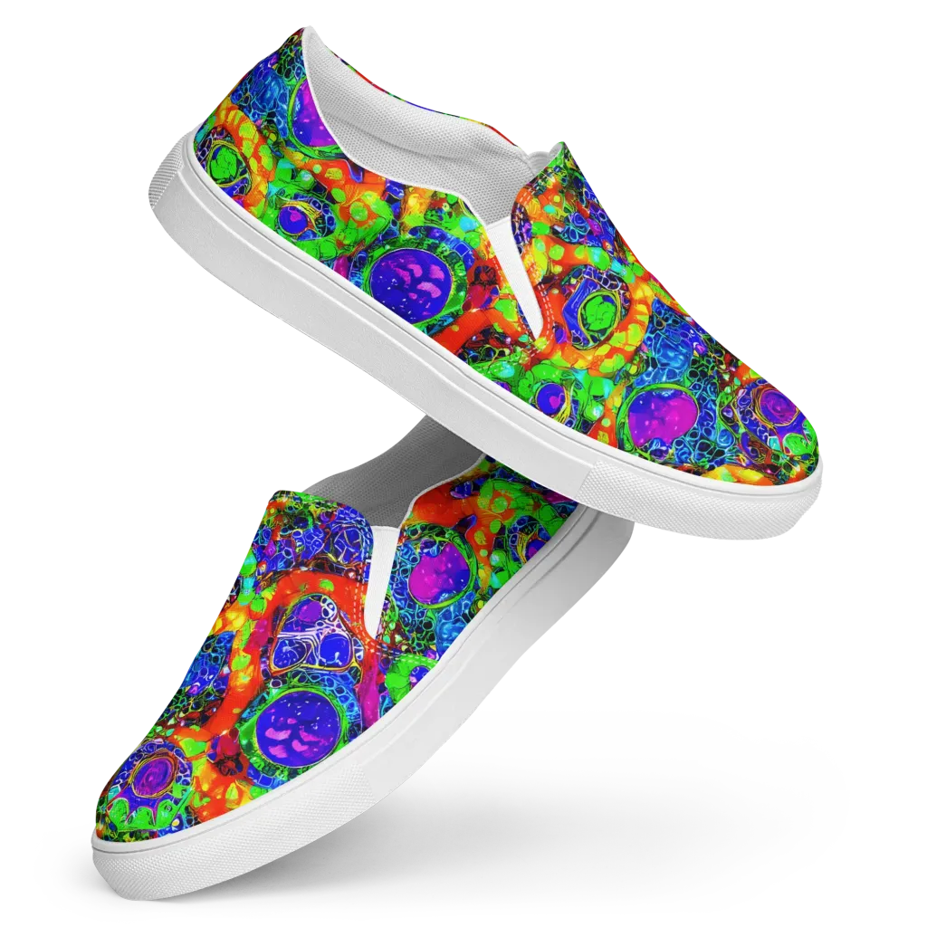Vivid Labyrinth on Women's Slip-On Canvas Shoes — Front