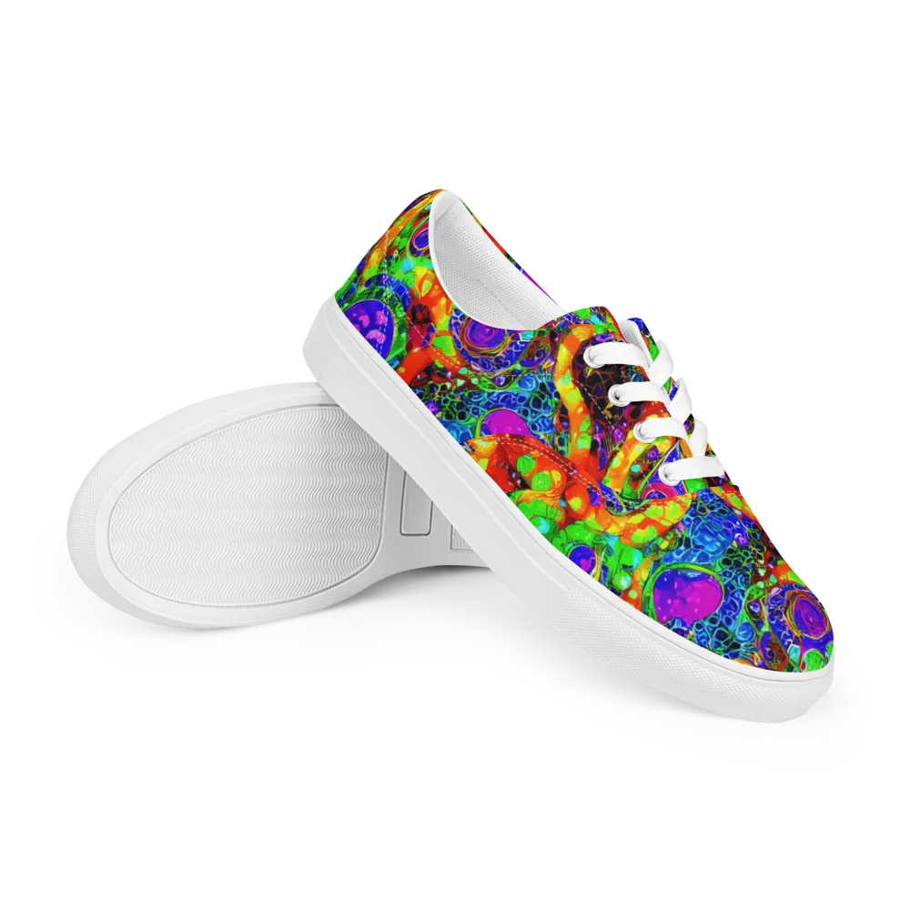 Vivid Labyrinth on Men's Lace-Up Canvas Shoes — Right Front