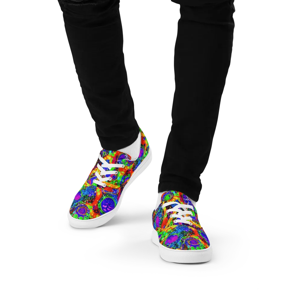 Vivid Labyrinth on Men's Lace-Up Canvas Shoes — Front