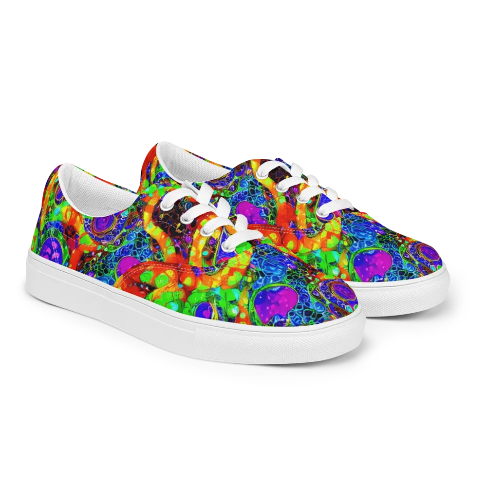 Vivid Labyrinth on Men's Lace-Up Canvas Shoes — Right Front