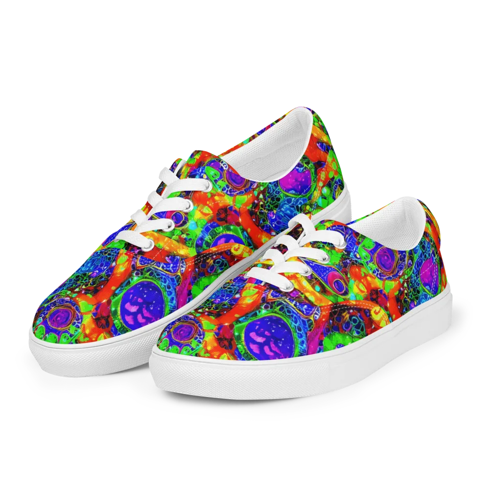 Vivid Labyrinth on Men's Lace-Up Canvas Shoes — Left Front