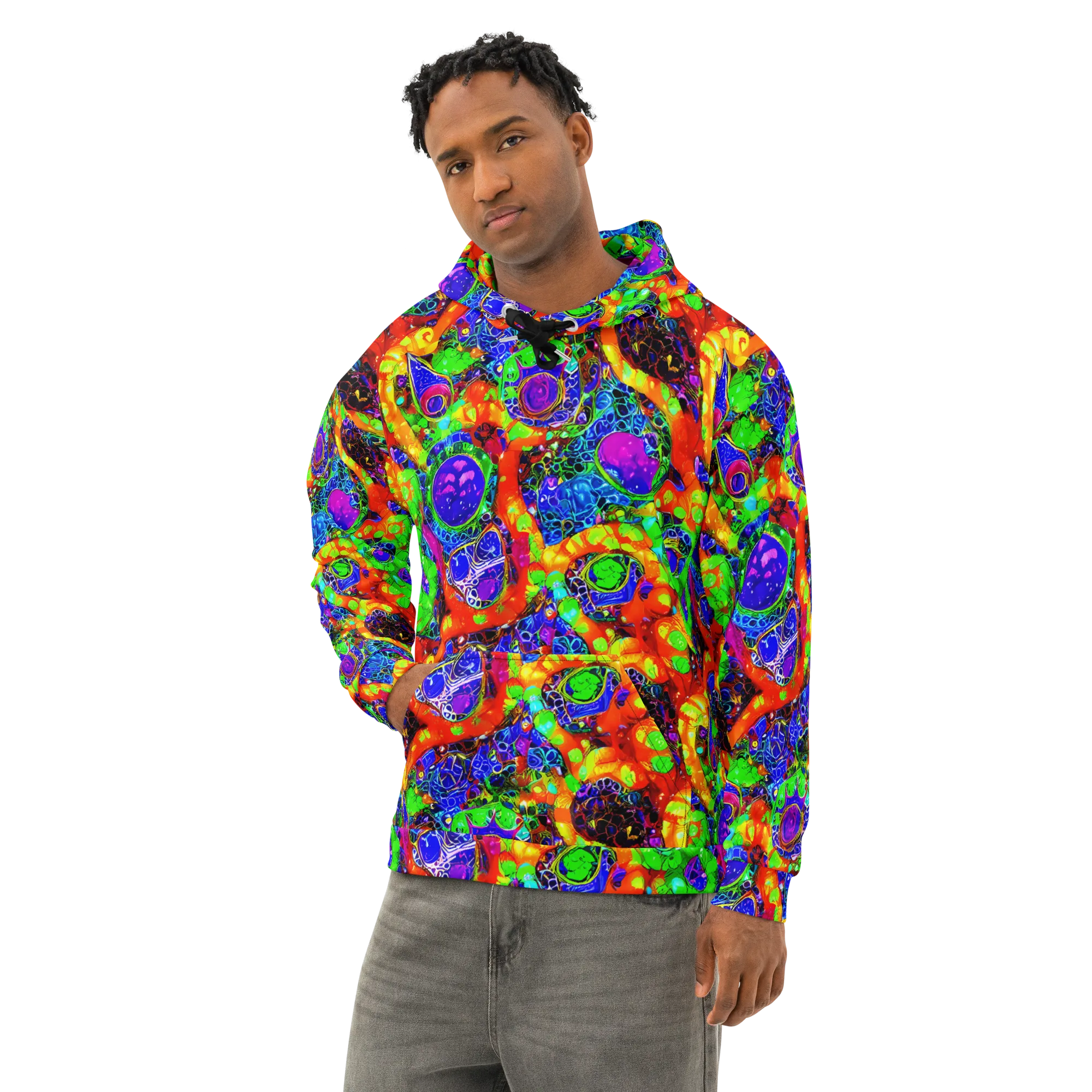 Vivid Labyrinth on Cotton Hoodie — Left Front