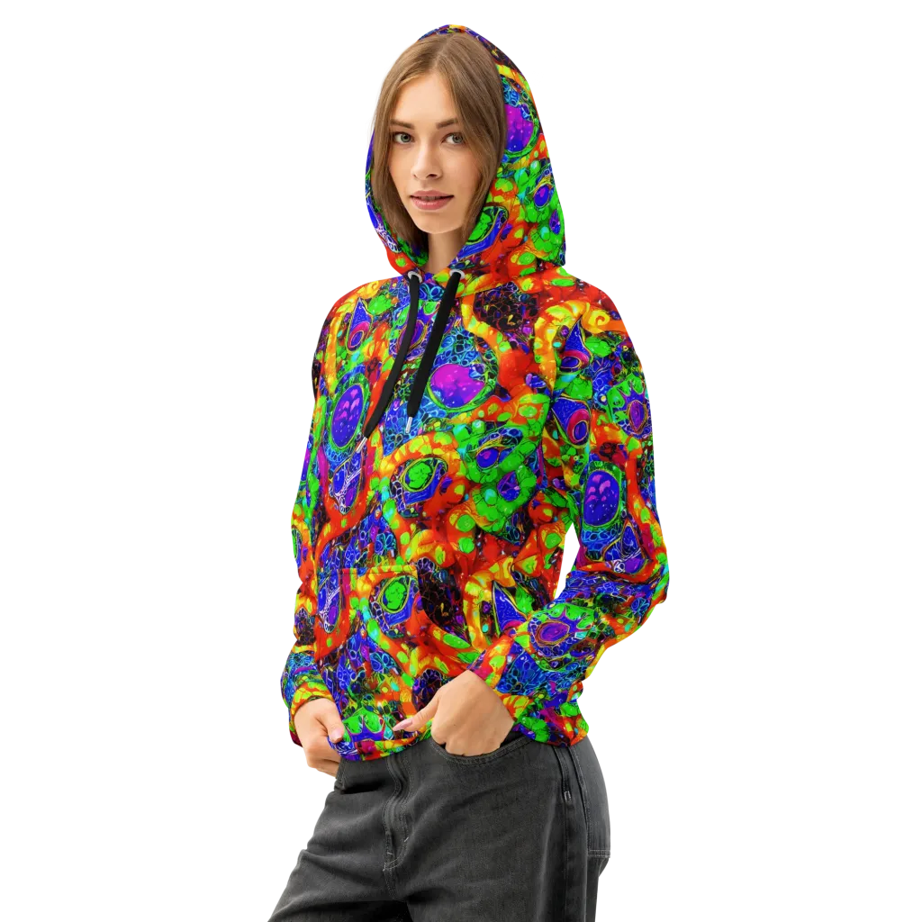 Vivid Labyrinth on Cotton Hoodie — Left Front
