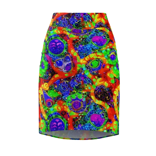 Vivid Labyrinth on a Pencil Skirt