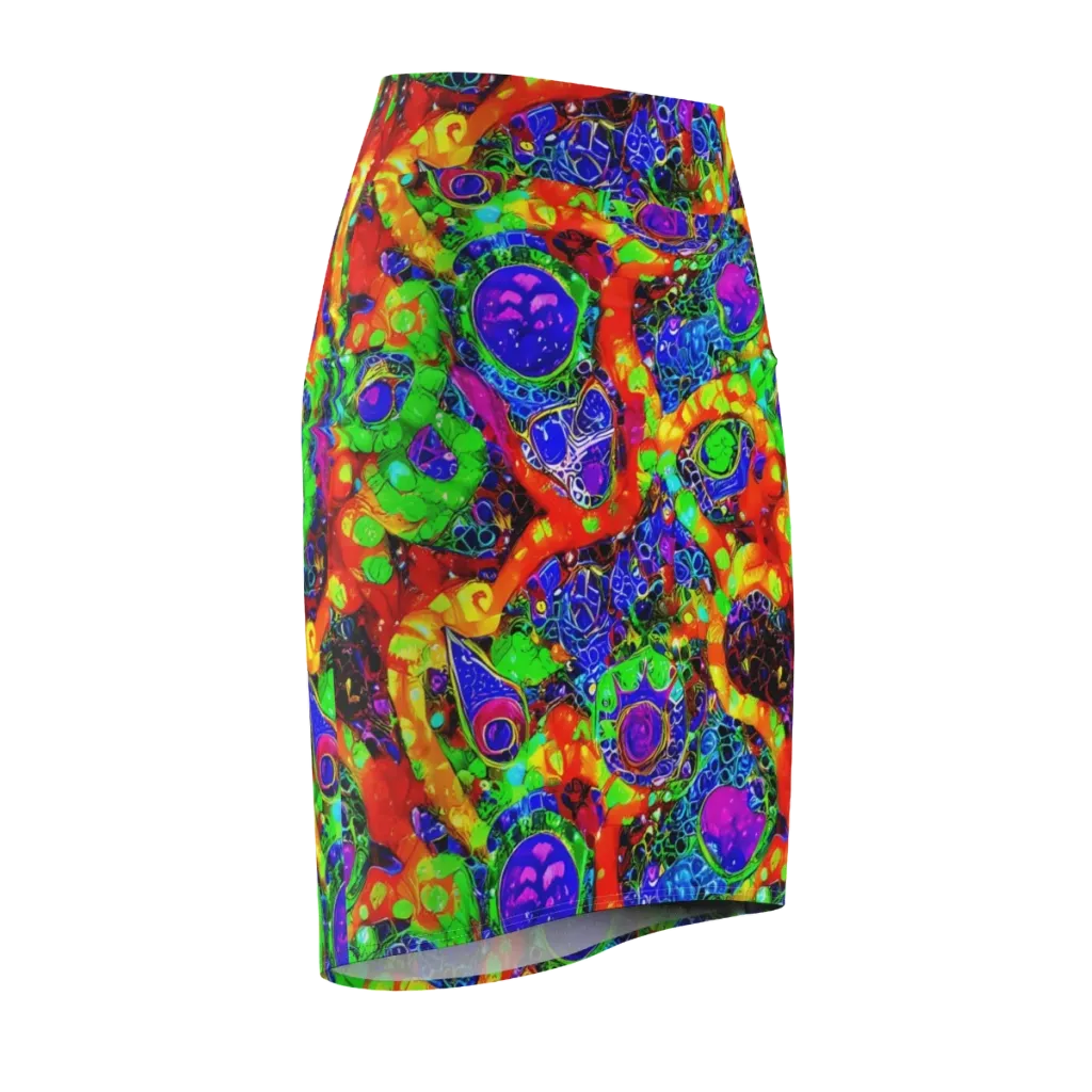 Vivid Labyrinth on Pencil Skirt — Front Side