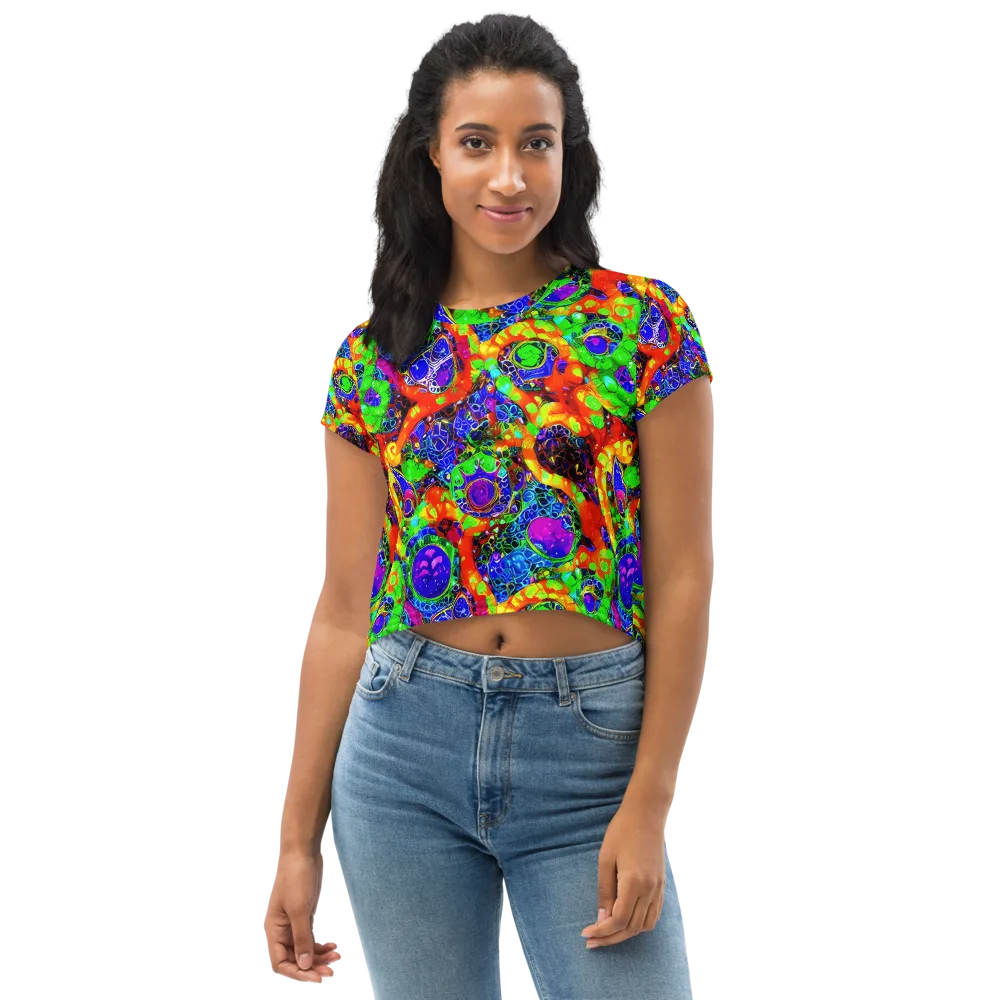 Vivid Labyrinth on Crop Tee — Front