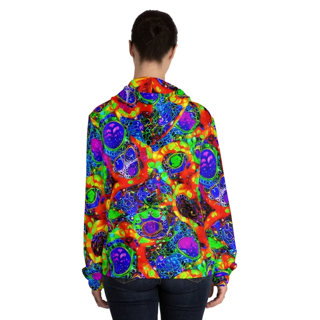 Vivid Labyrinth on Women's Full-Zip Hoodie — Back On Person