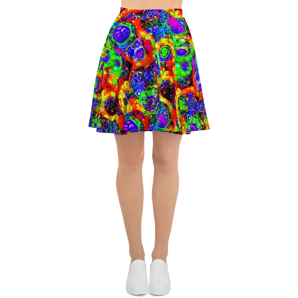 Vivid Labyrinth on Skater Skirt — Front