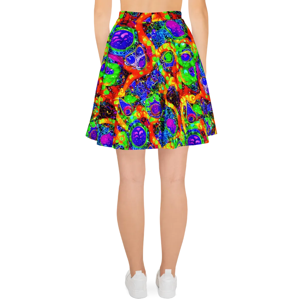 Vivid Labyrinth on Skater Skirt — Back