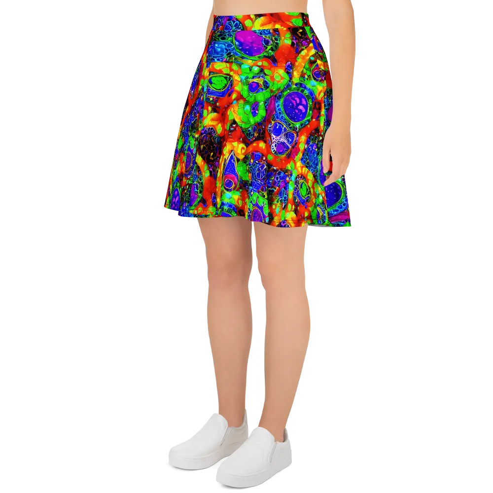 Vivid Labyrinth on Skater Skirt — Left