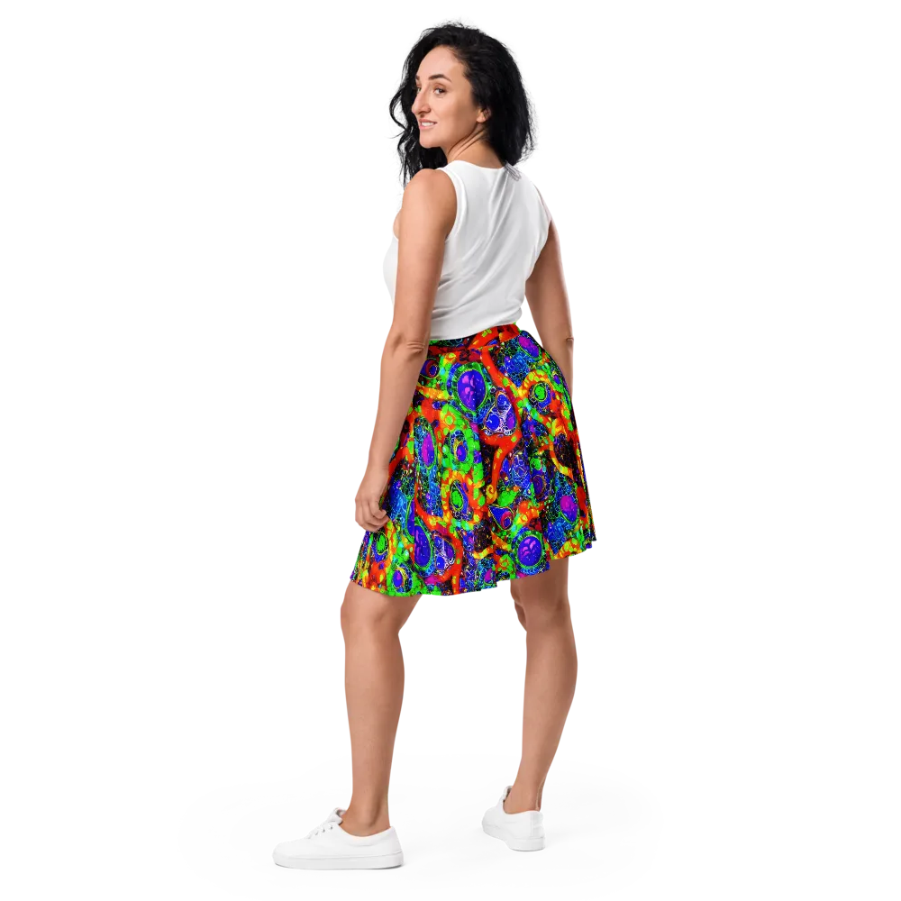 Vivid Labyrinth on Skater Skirt — Back