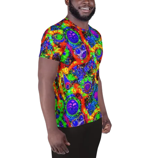 Vivid Labyrinth on a Men's Athletic T-Shirt