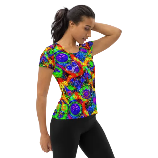 Vivid Labyrinth on a Women's Athletic T-Shirt