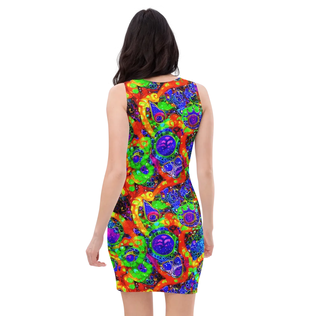 Vivid Labyrinth on Bodycon Dress — Back
