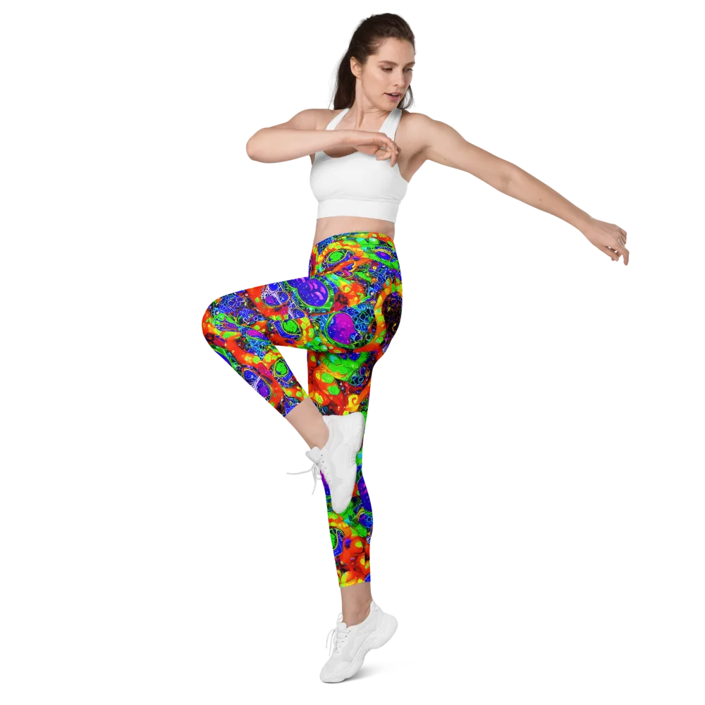 Vivid Labyrinth on Leggings with Pockets — Left Front