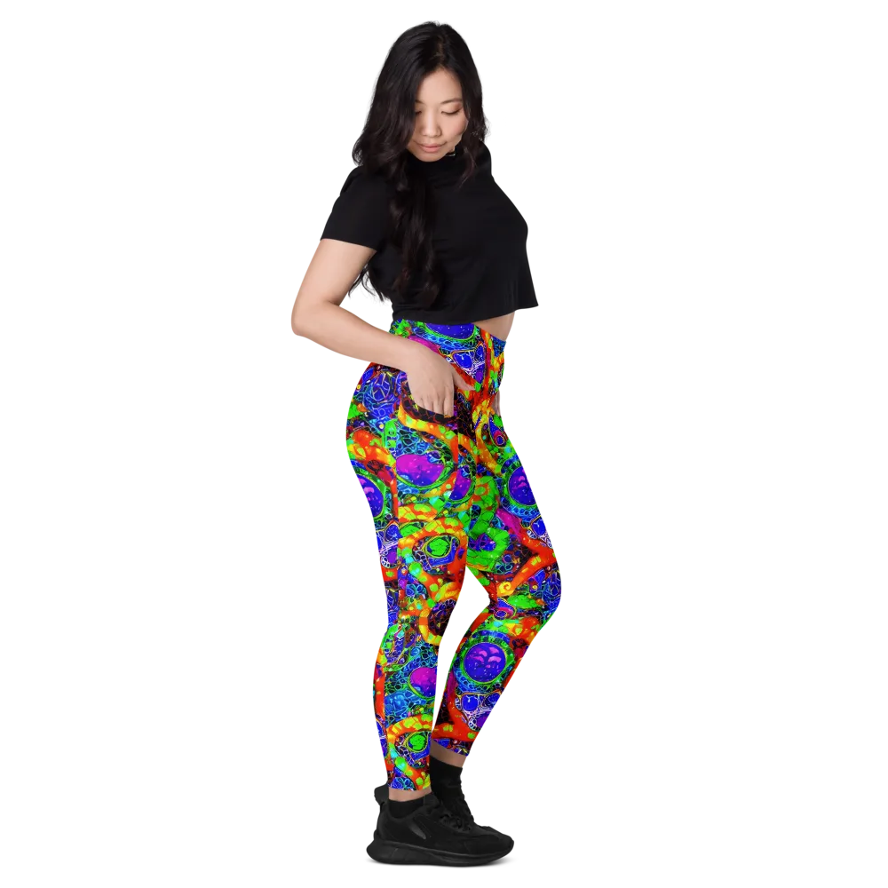 Vivid Labyrinth on Leggings with Pockets — Right