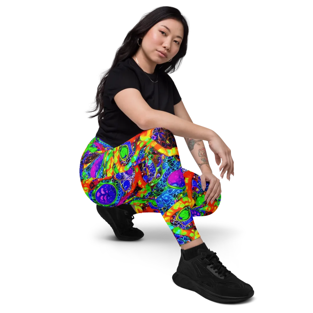 Vivid Labyrinth on Leggings with Pockets — Right Front