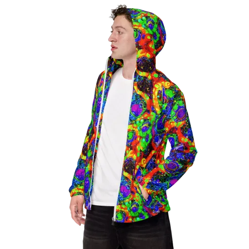 Vivid Labyrinth on a Men's Windbreaker