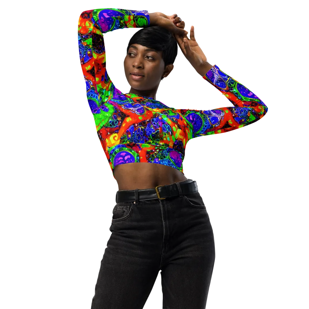 Vivid Labyrinth on Long Sleeve Crop Top — Front
