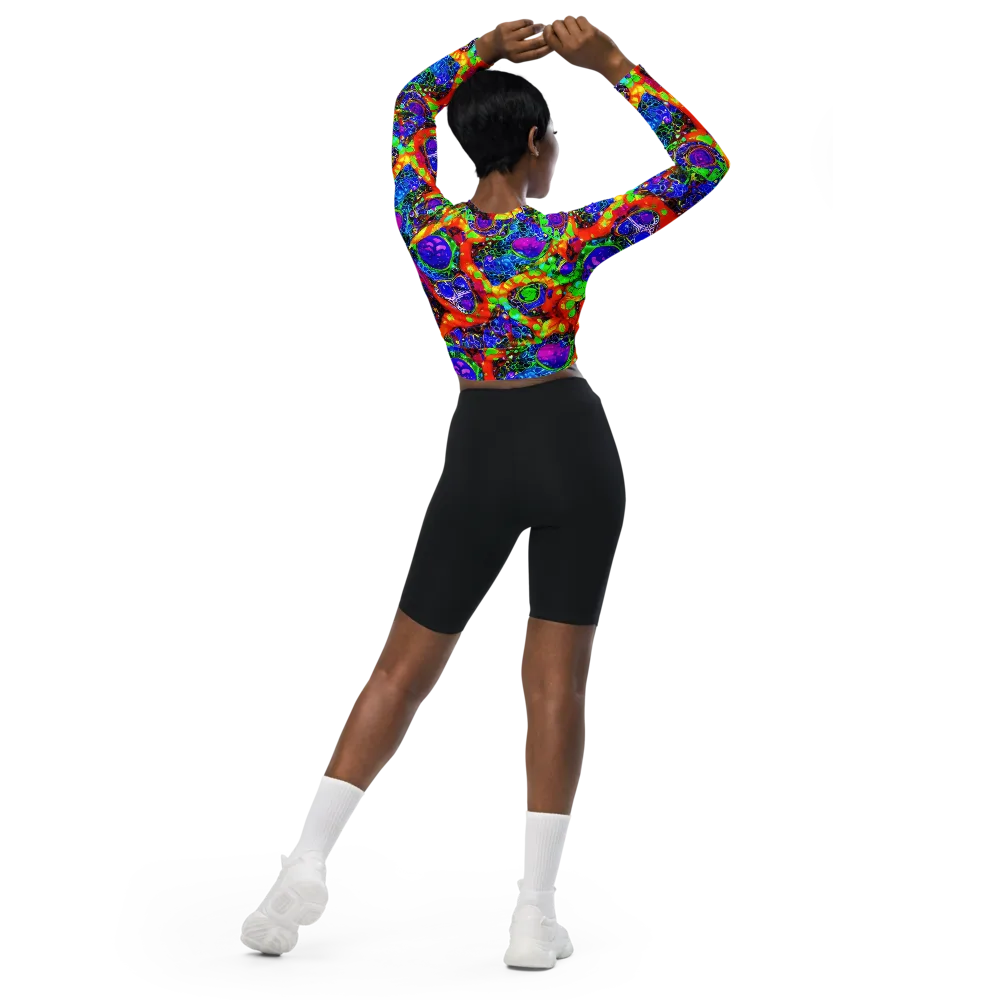 Vivid Labyrinth on Long Sleeve Crop Top — Back