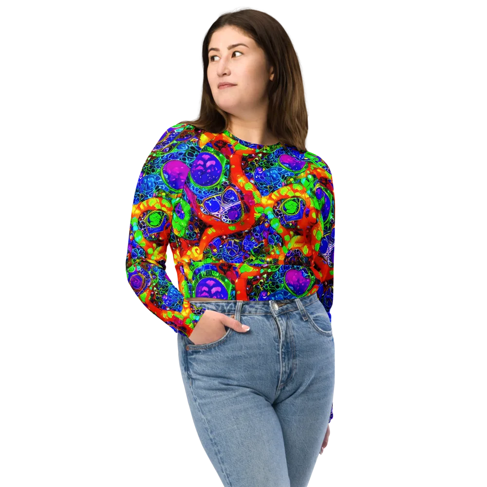 Vivid Labyrinth on Long Sleeve Crop Top — Front