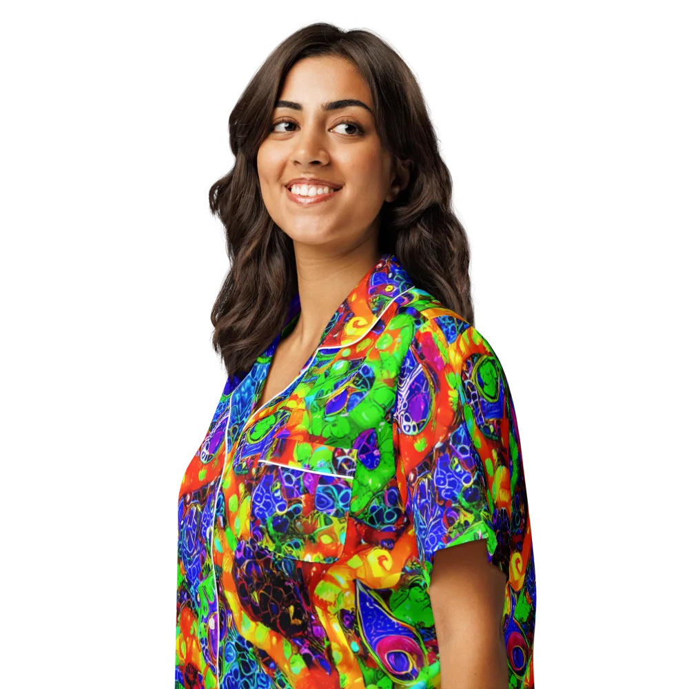 Vivid Labyrinth on Women's Short Sleeve Pajama Top — Left Front