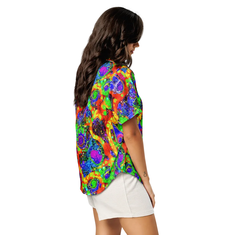 Vivid Labyrinth on Women's Short Sleeve Pajama Top — Right Back