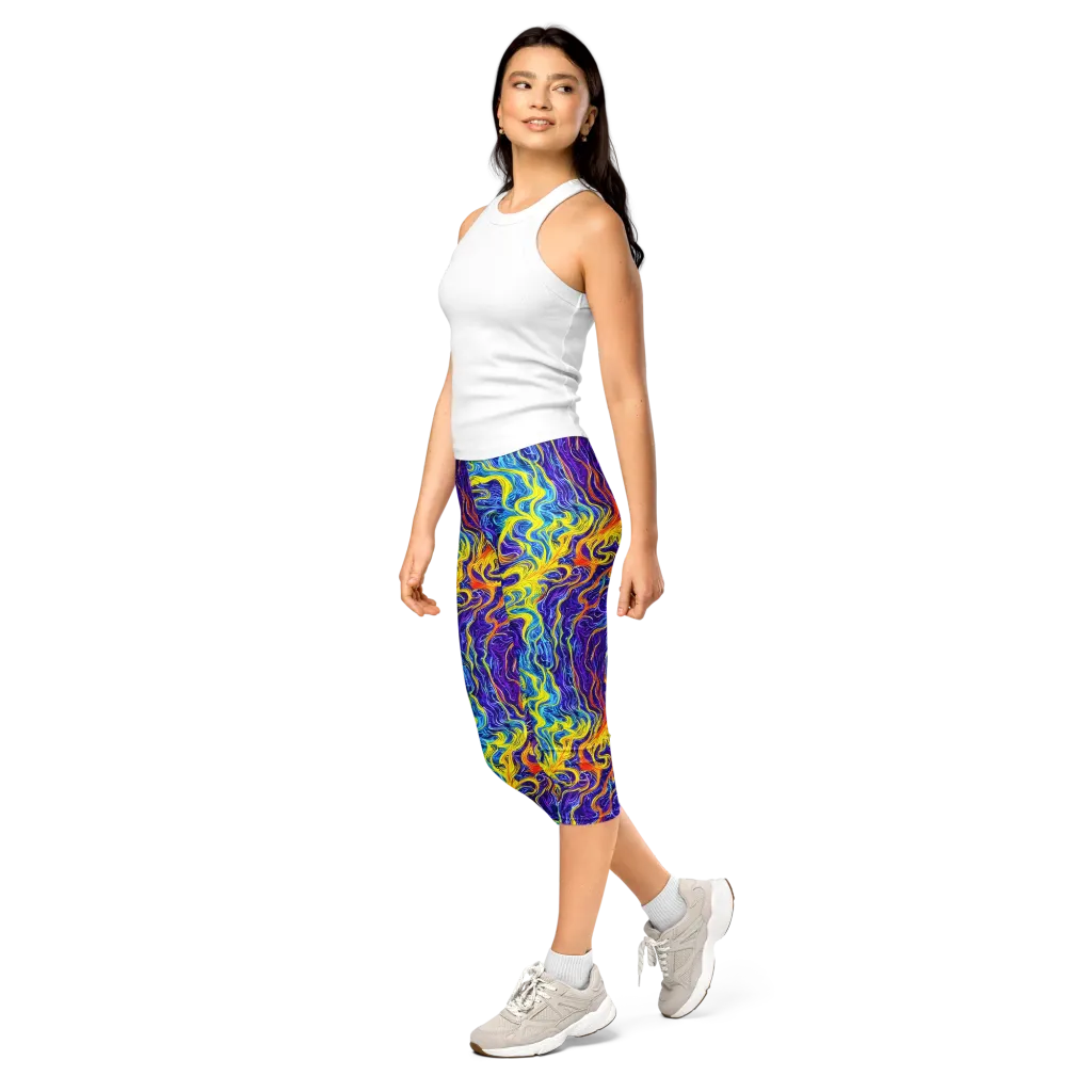 Saffron Storm on Capri Leggings — Left Front